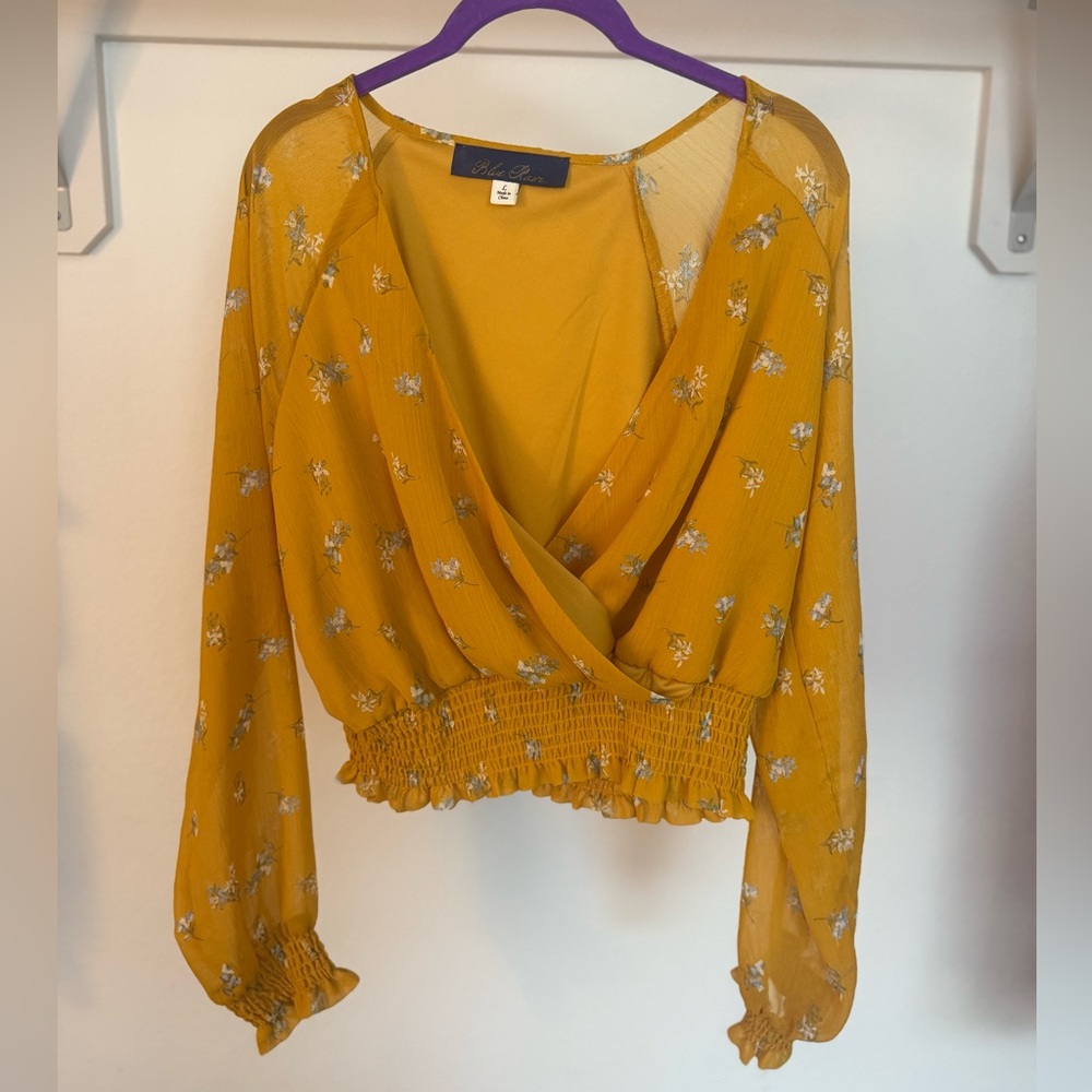 Blue Rain Mustard Floral Blouse